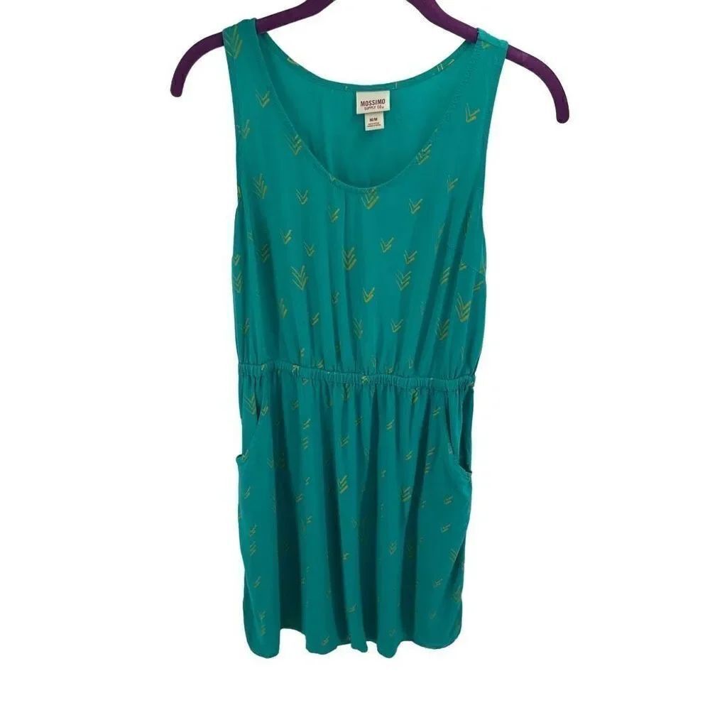 Mossimo Supply Co Women's Tank Dress Arrow Mini Elastic Waist Turquoise Medium